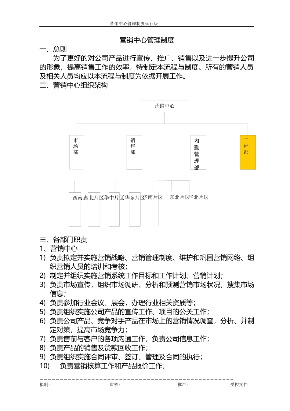 营销中心组织架构及规章制度_第1页