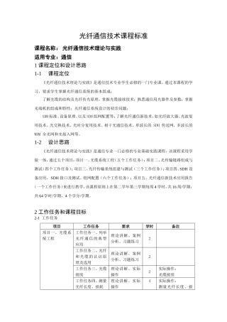 光纤通信技术课程标准