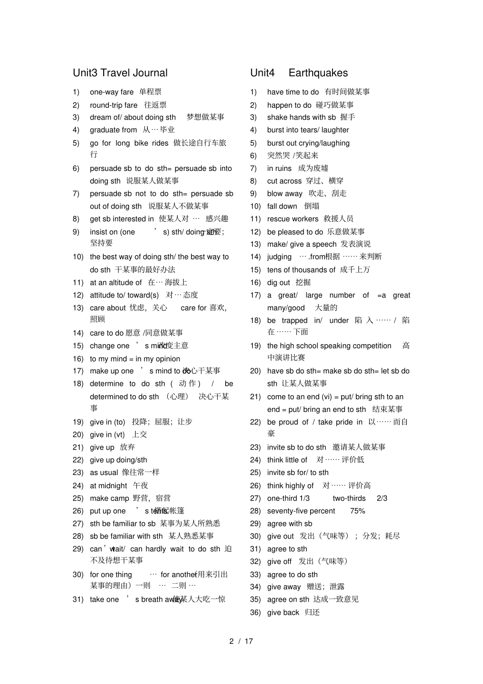 人教版高中英语必修一至必修五重点词组归纳_第2页
