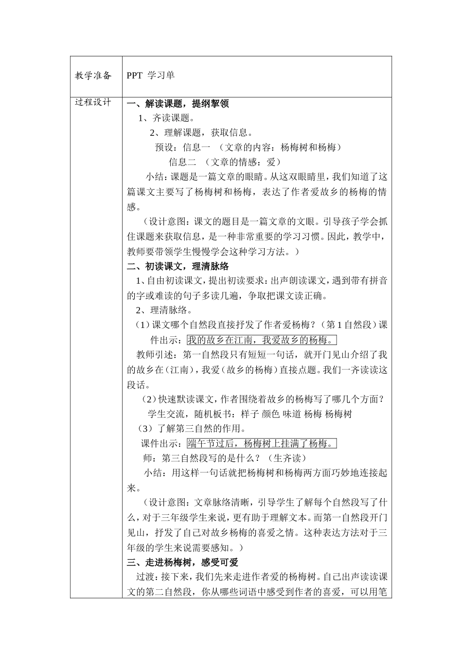 柳市镇第一小学赵央听三年级下册《我爱故乡的杨梅》_第2页