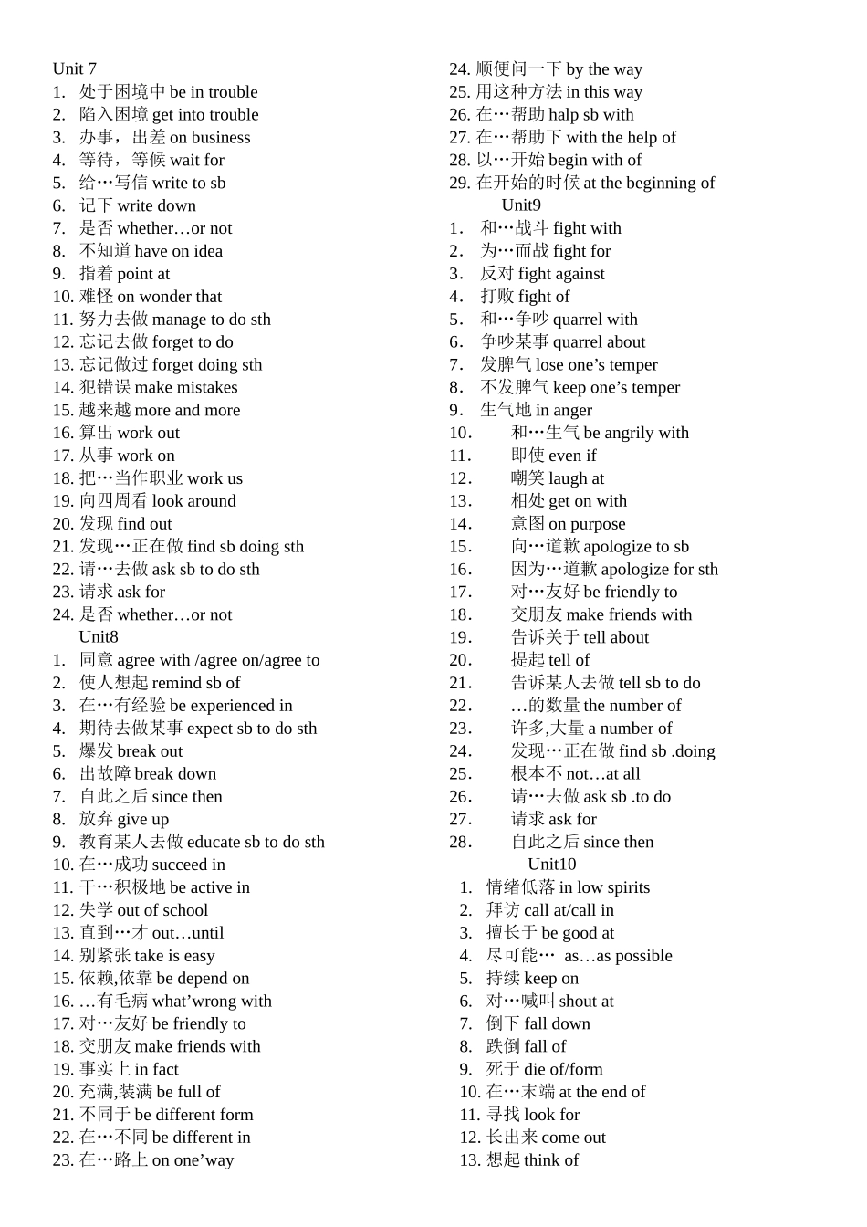 英语基础模块上1--12短语_第2页