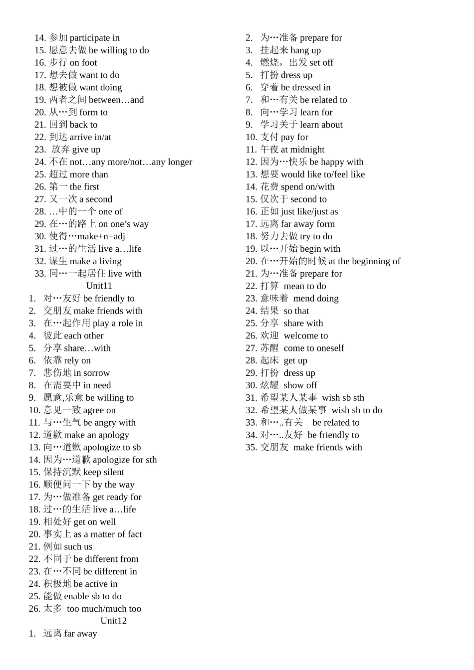 英语基础模块上1--12短语_第3页