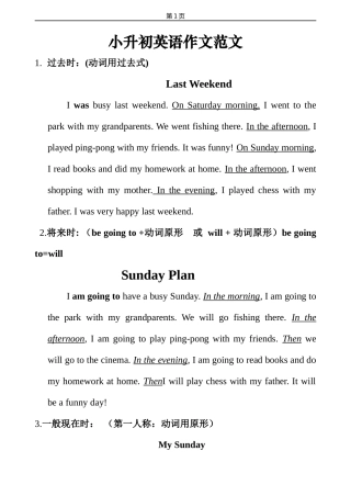 小升初常考英语作文