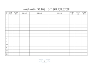 最多跑一次登记簿