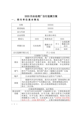 自行监测方案模板