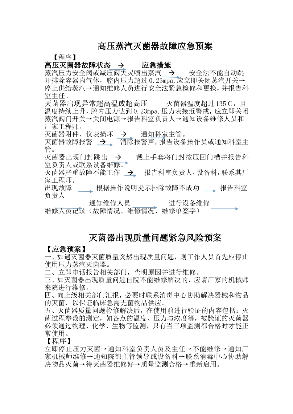 高压蒸汽灭菌器故障应急预案_第1页