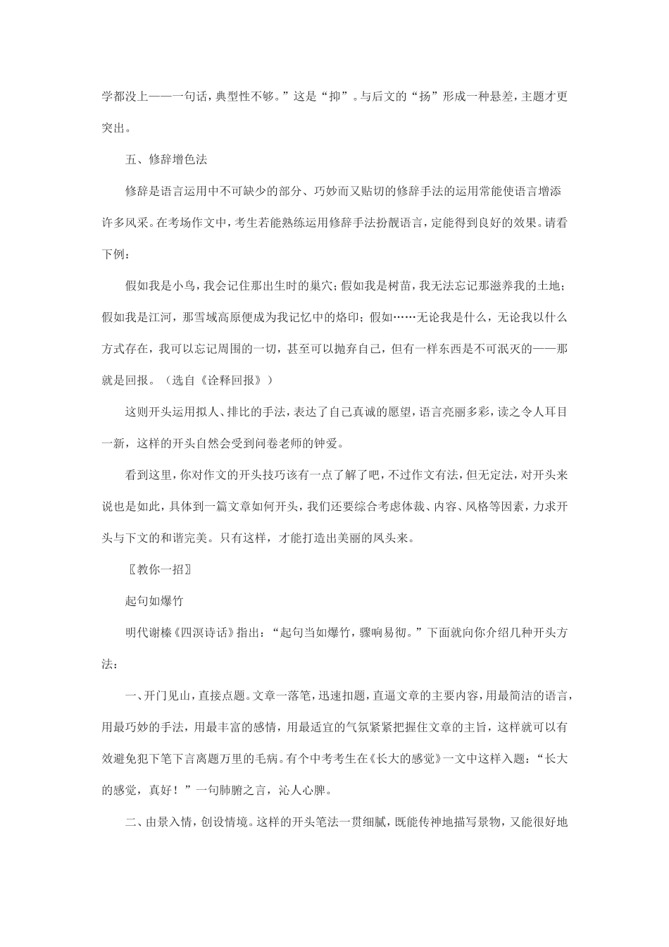 中考作文技巧：写好开头为文章争漂亮脸面_第3页