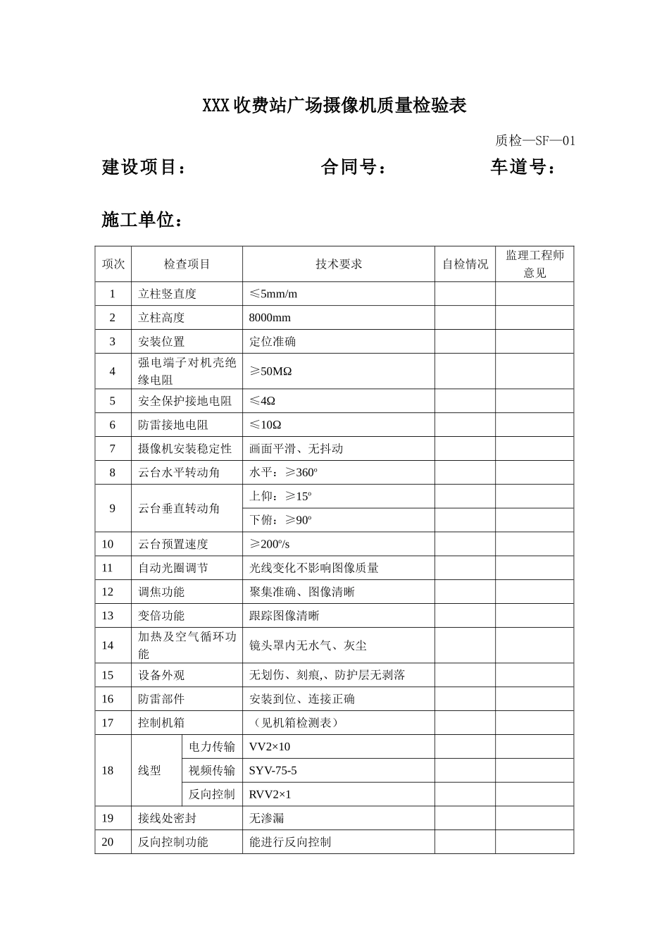 高速公路收费系统质量检验表(收费)_第2页