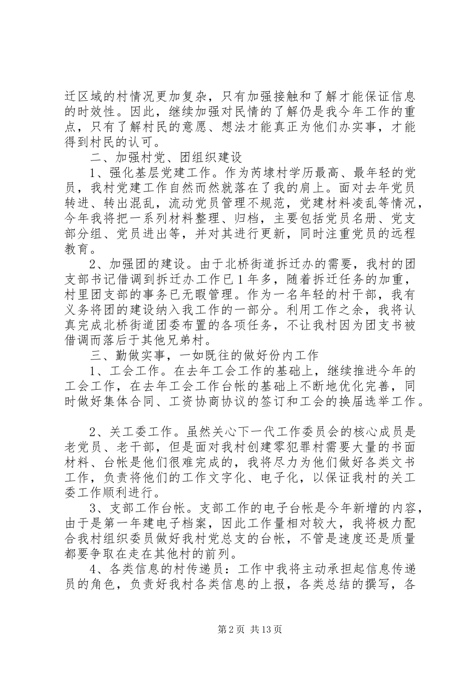 村支书工作计划 _第2页