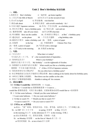 Unit2Ben'sbirthday知识归纳