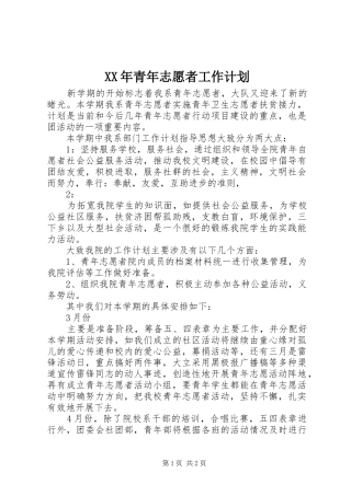 XX年青年志愿者工作计划 