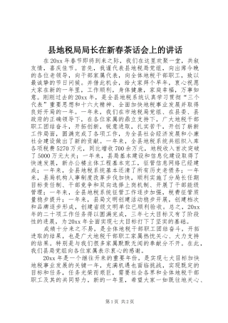 县地税局局长在新春茶话会上的讲话
