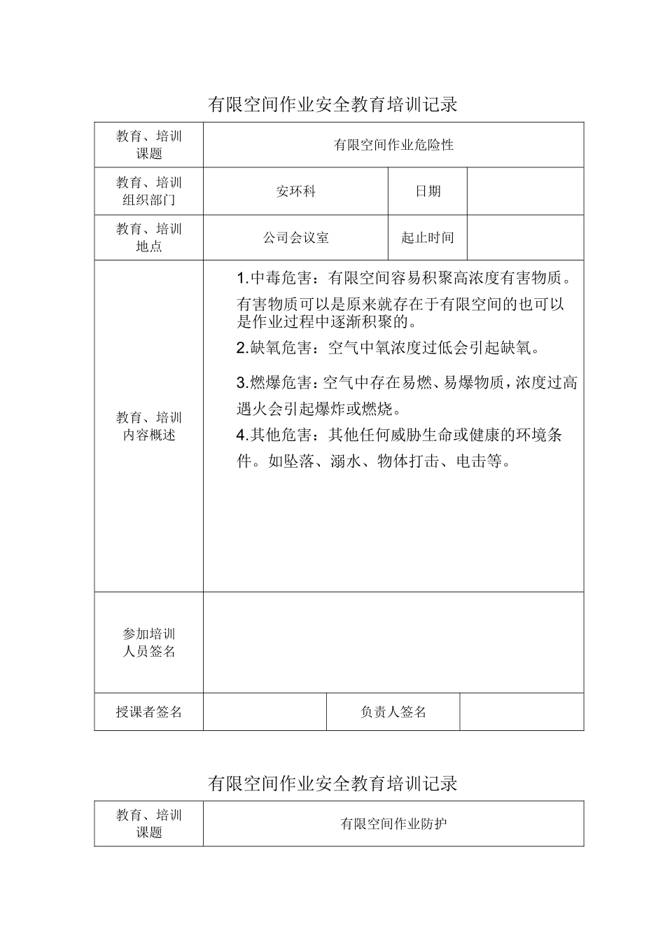 有限空间作业安全培训记录_第2页