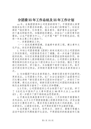 分团委XX年工作总结及XX年工作计划 