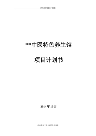 中医养生馆项目计划书