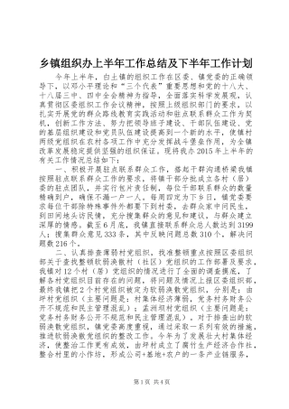 乡镇组织办上半年工作总结及下半年工作计划 
