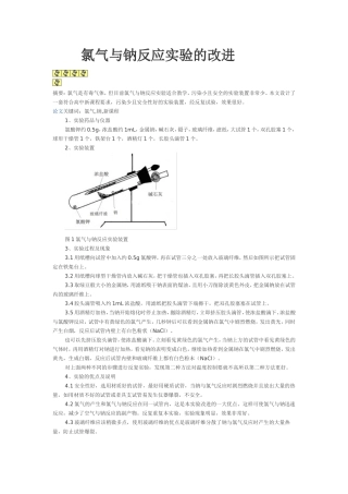 氯气与钠反应实验的改进