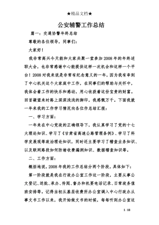 公安辅警工作总结 (2)