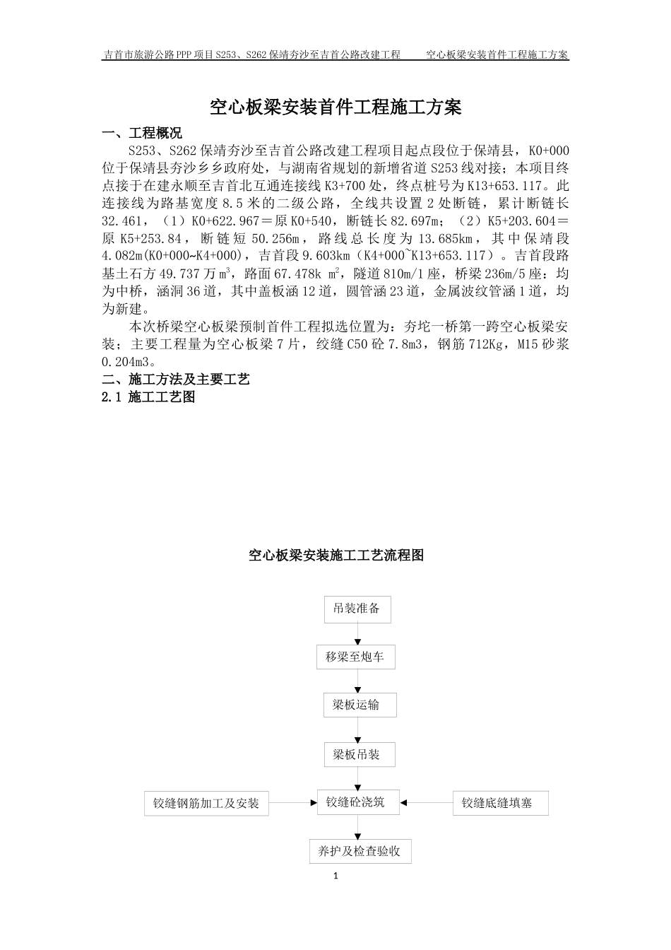 空心板梁安装施工方案_第1页