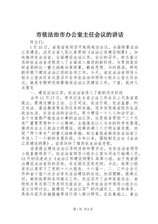 市依法治市办公室主任会议的讲话
