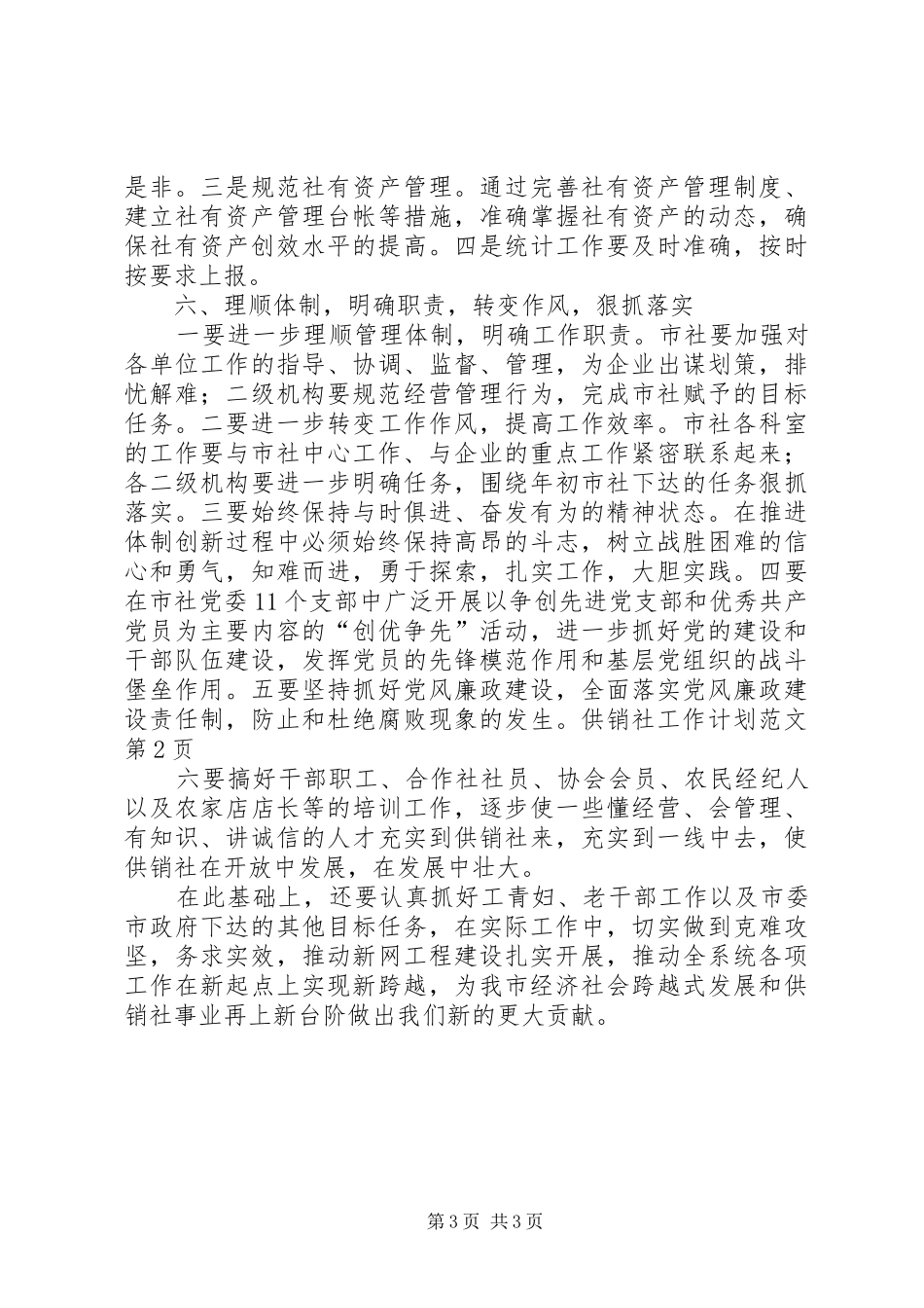 供销社工作计划范文 _第3页
