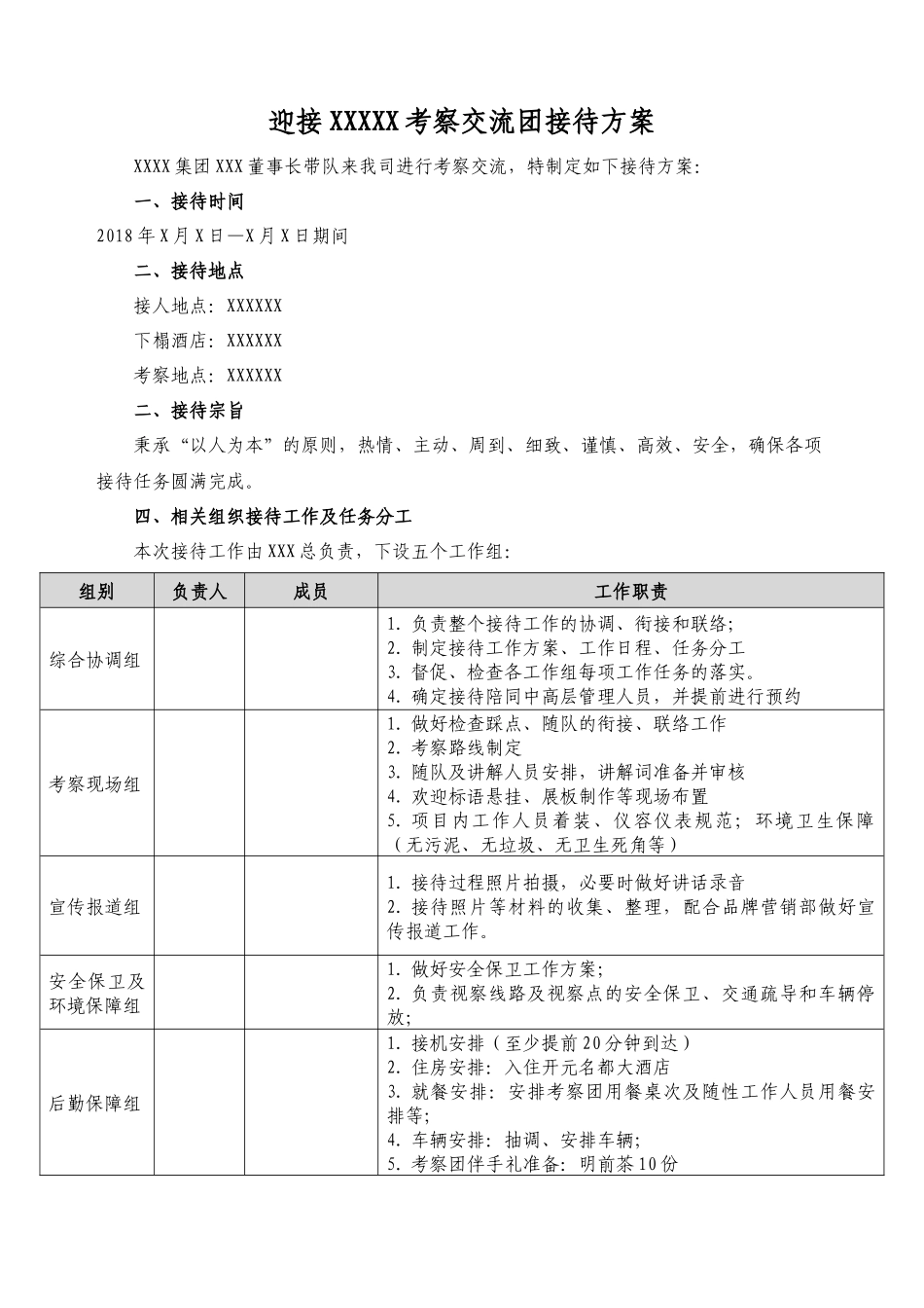 迎接考察交流团接待方案_第1页