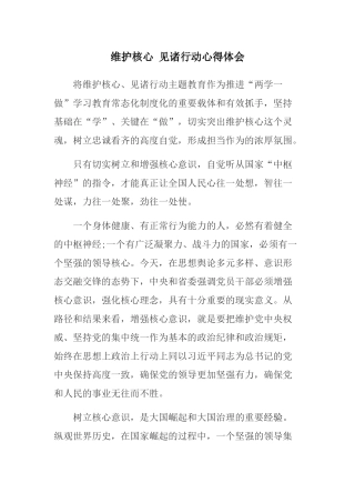 维护核心 见诸行动心得体会