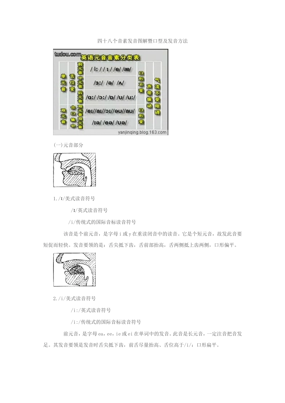 英语国际音标口型说明图_第1页