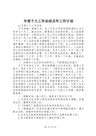 年度个人工作总结及年工作计划 
