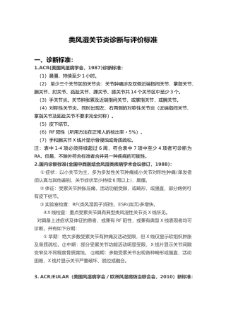类风湿关节炎诊断与评价标准