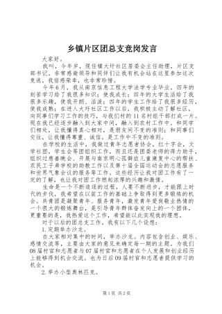 乡镇片区团总支竞岗发言