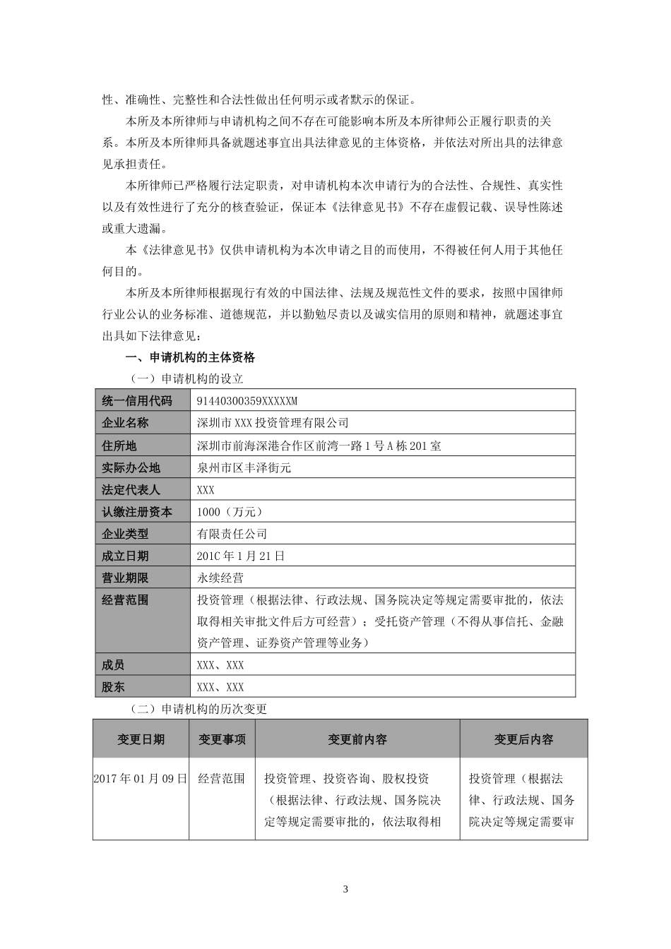 最新私募基金管理人备案登记法律意见书模板_第3页