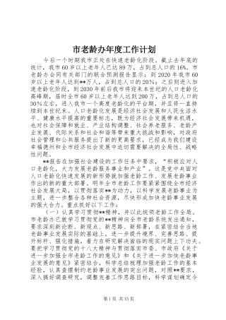 市老龄办年度工作计划 