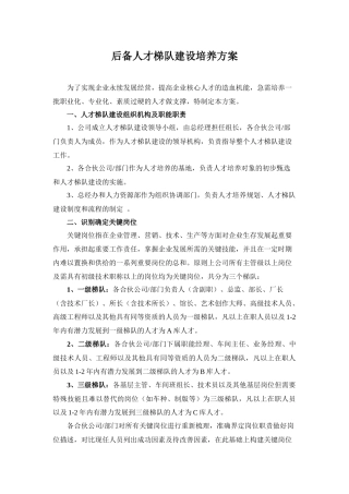 后备人才梯队建设培养方案