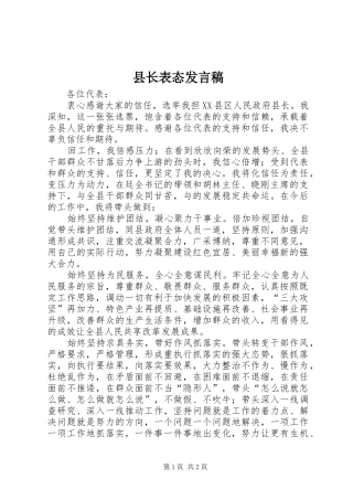 县长表态发言稿