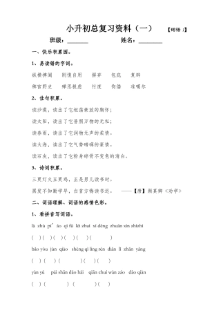 小升初语文总复习资料