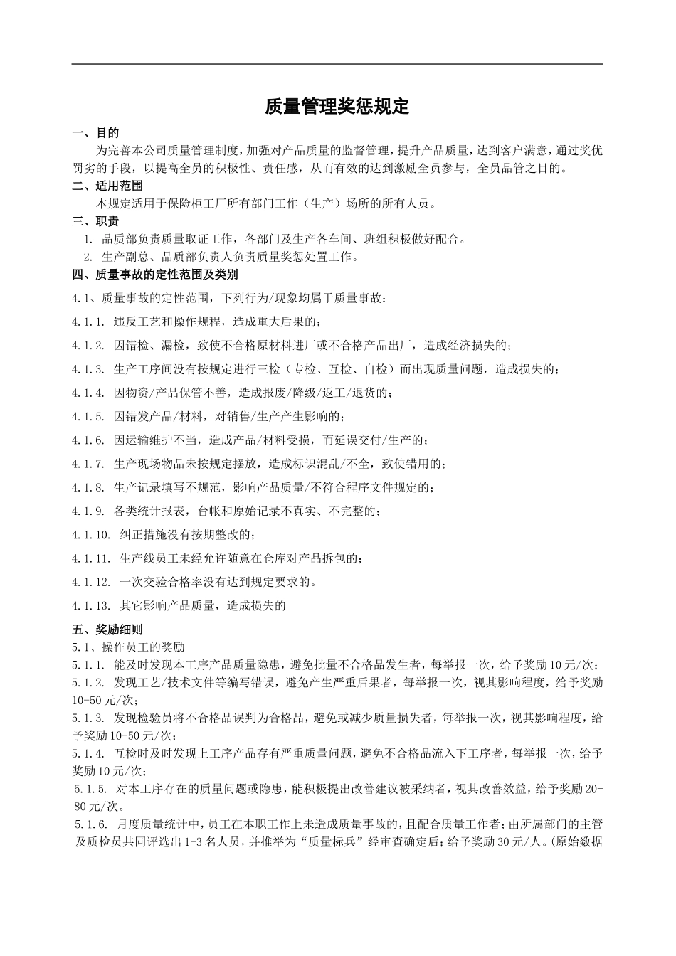 质量管理奖惩规定_第1页