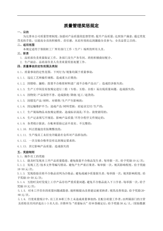 质量管理奖惩规定