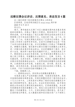 巡察反馈会议讲话、反馈意见、表态发言4篇