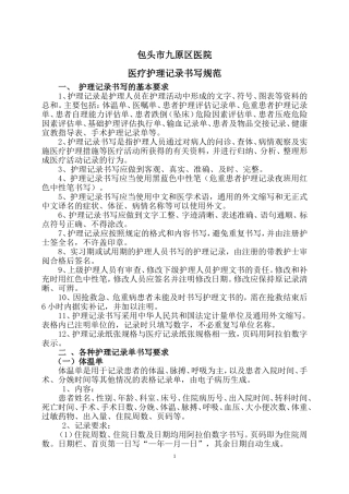 医疗护理记录书写规范