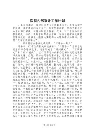 医院内部审计工作计划 