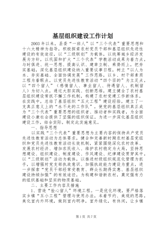 基层组织建设工作计划 