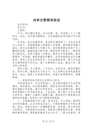 内审分管领导讲话
