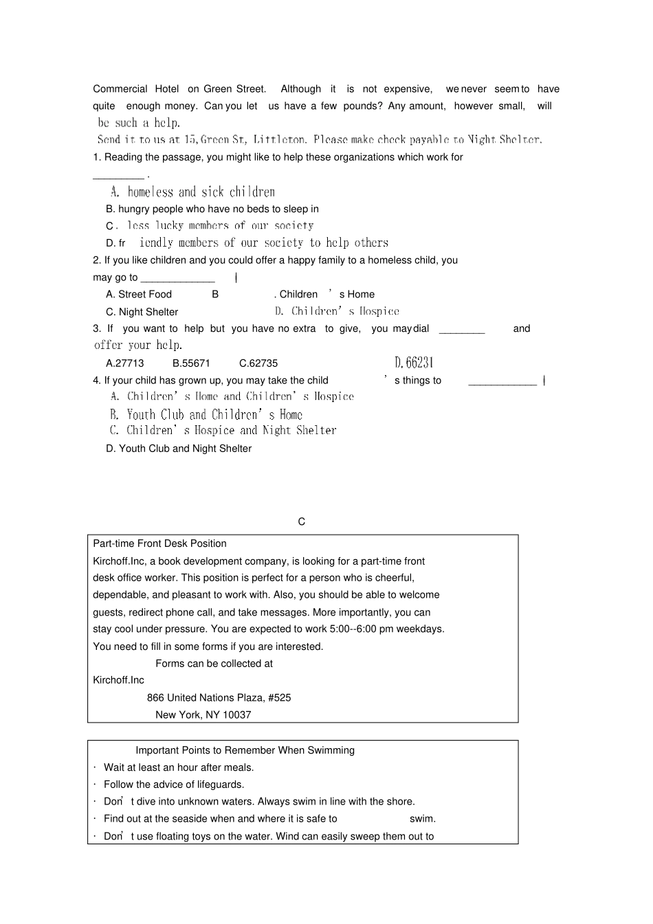 人教版高中英语必修一高一英语寒假作业一_第3页