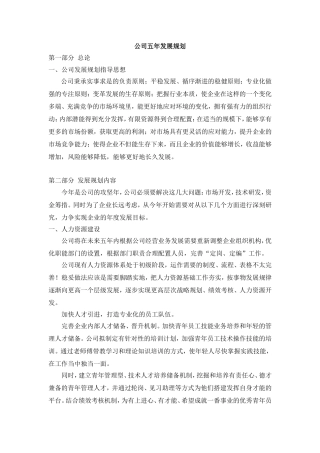 公司五年发展规划