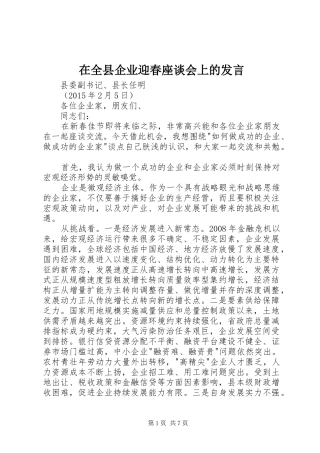 在全县企业迎春座谈会上的发言