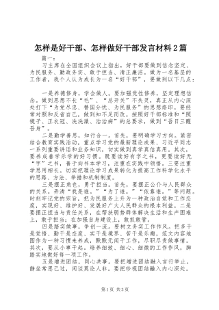 怎样是好干部、怎样做好干部发言材料2篇