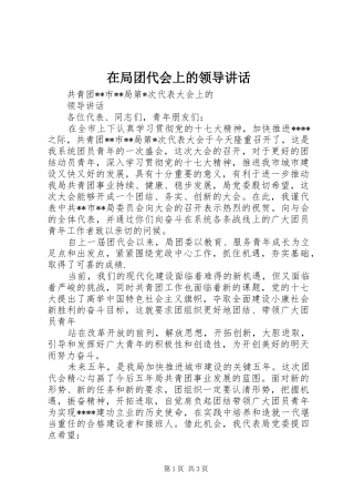 在局团代会上的领导讲话