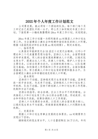 20XX年个人年度工作计划范文