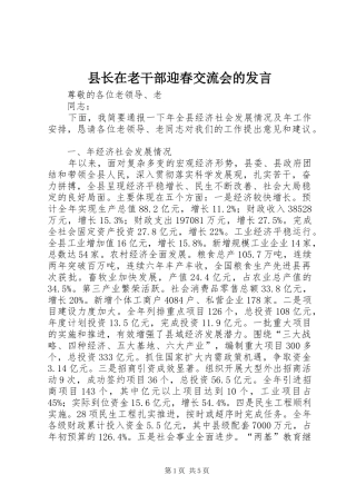 县长在老干部迎春交流会的发言